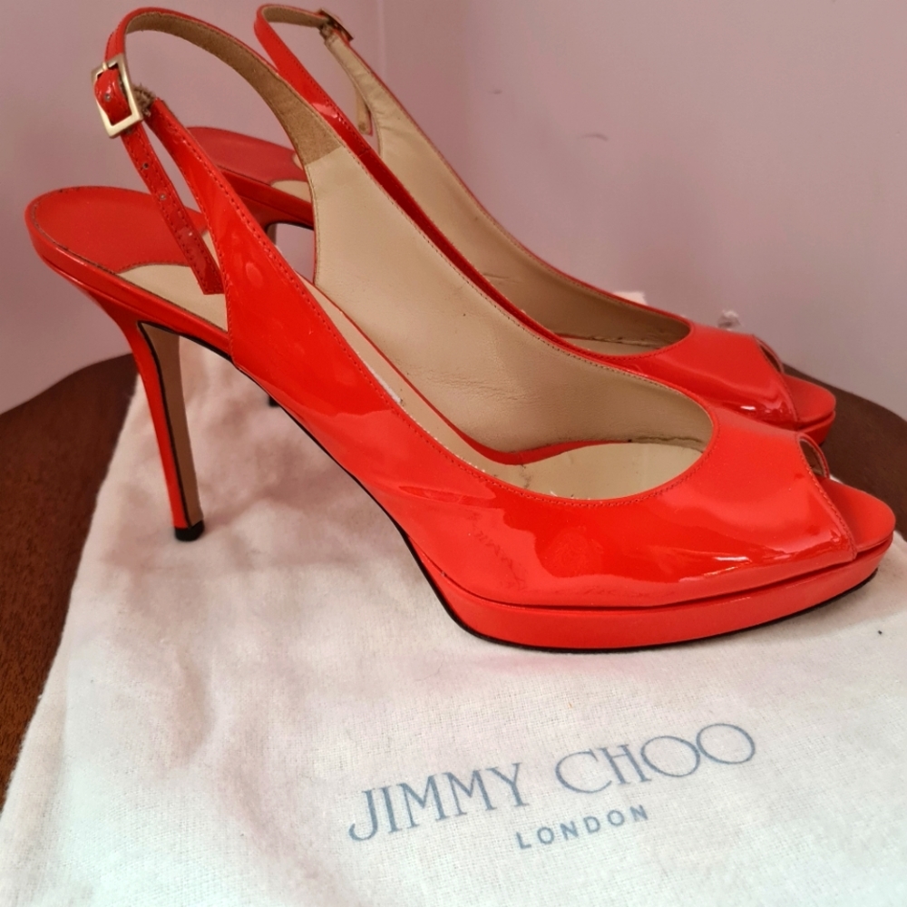 Jimmy Choo slingback sandals, summer Tangerine
